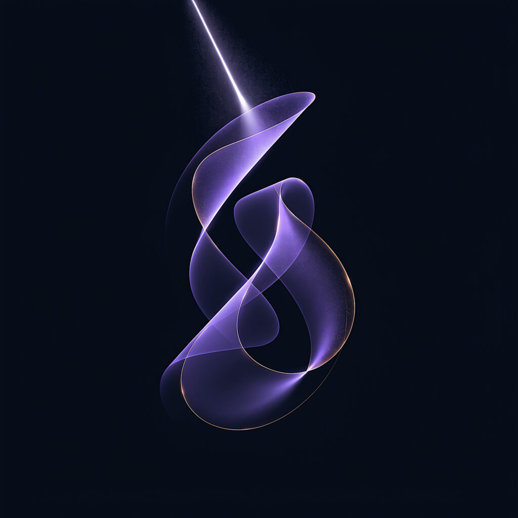 شريط ضوء بنفسجي ينكسر إلى منحوتة من ألوان الطيف