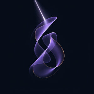 شريط ضوء بنفسجي ينكسر إلى منحوتة من ألوان الطيف
